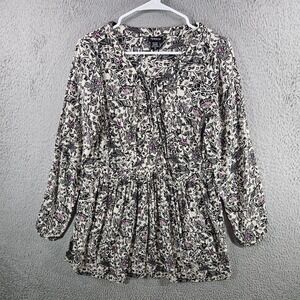 Torrid Womens Floral Butterfly Babydoll Blouse Pink Black Peplum Top Size 00